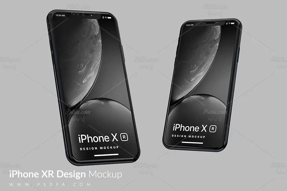 موکاپ آیفون ایکس آر به صورت لایه باز برای فتوشاپ iPhone XR Mockup — تصویر ۷