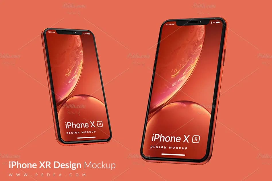 موکاپ آیفون ایکس آر به صورت لایه باز برای فتوشاپ iPhone XR Mockup — تصویر ۵