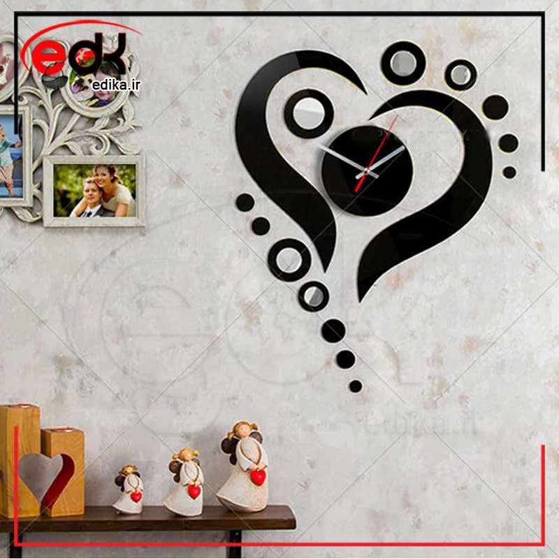 ساعت دیواری فانتزی طرح عشق مروارید در پنج رنگ و ابعاد انتخابی+فایل لایه باز
