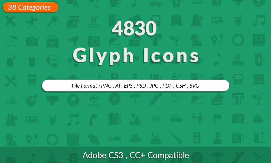 بیش از 4800 آیکون با موضوعات مختلف در 38 دسته بندی متنوع