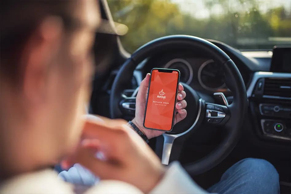 15 موکاپ آیفون ایکس در اتومبیل iPhone X in Car Mockup — تصویر ۷