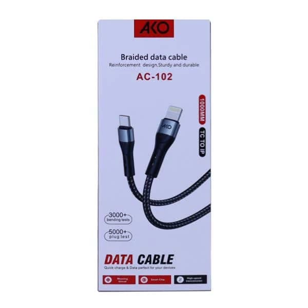 کابل شارژ Lightning به USB-C آکو AKO مدل AC-102 — تصویر ۲