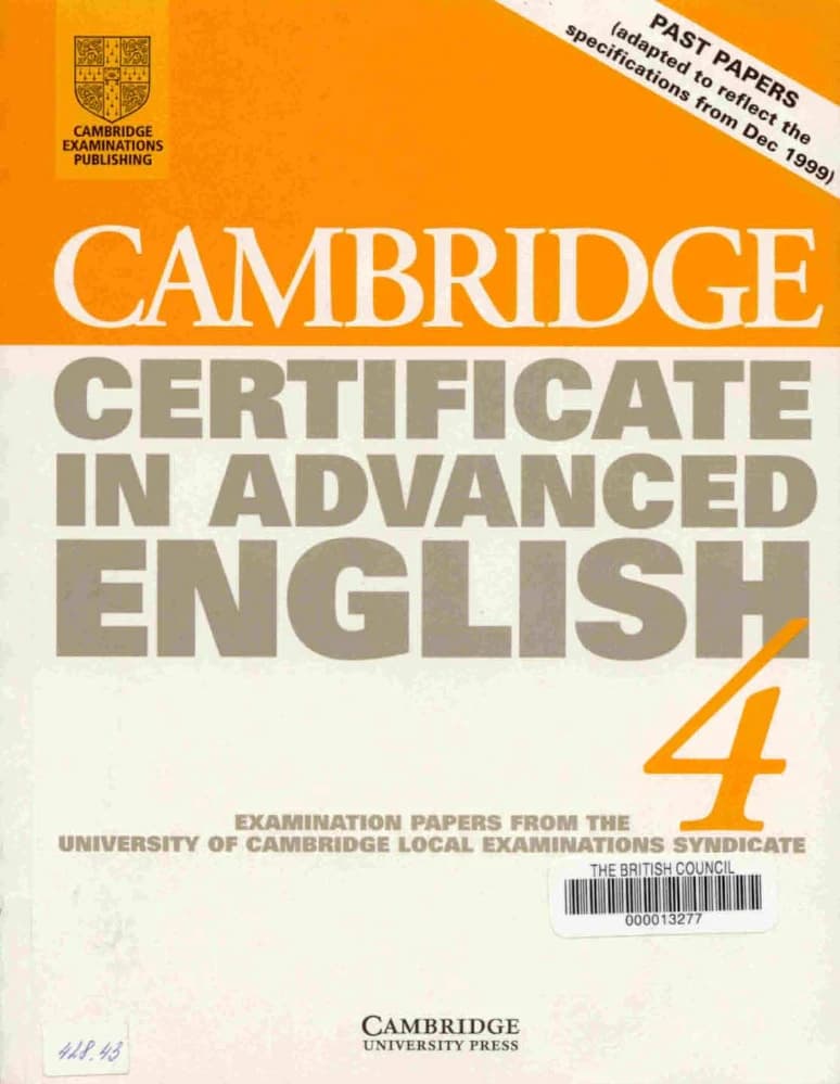 دانلود کتاب گواهی انگلیسی پیشرفته کمبریج ۴ (Cambridge Certificate in Advanced English 4) نسخه انگلیسی PDF | کمبریج