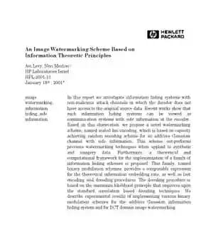 دانلود کتاب An Image Watermarking Scheme Based on Information Theoretic Principles