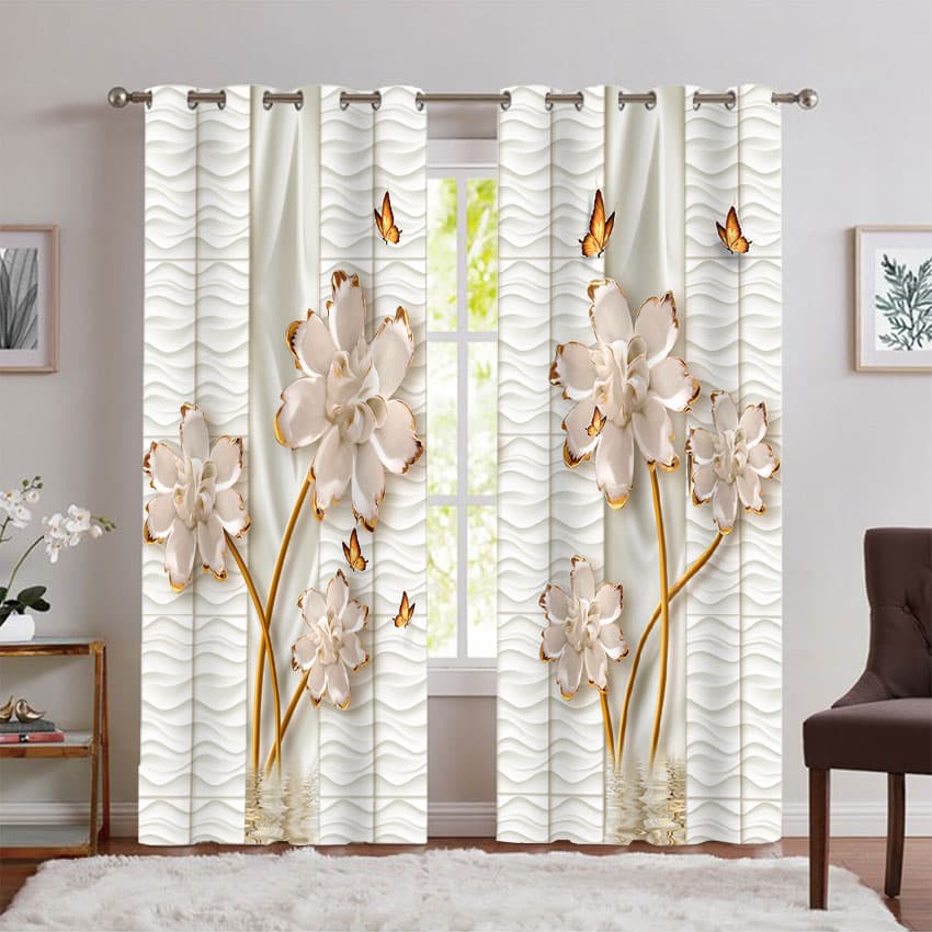 پرده پانچ گل سه بعدی PK-7542