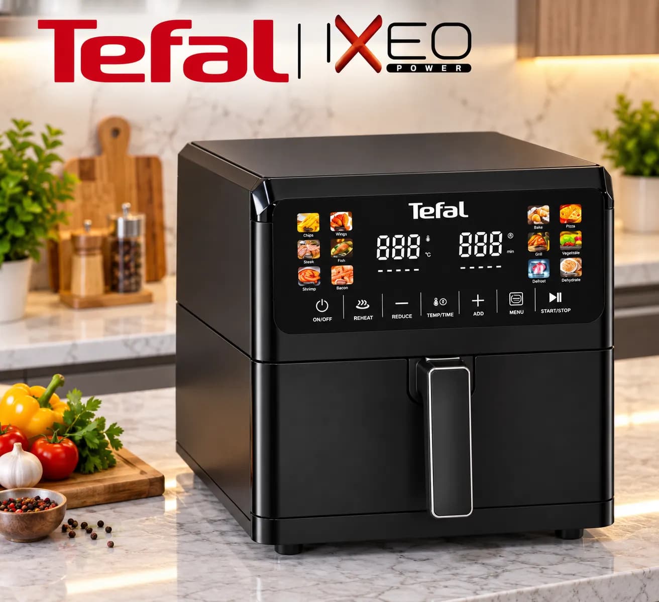 سرخکن بدون روغن تفال مدل TL-2600 ظرفیت ۱۸ لیتر دو سبد با دو المنت حرارتی و توان ۴۰۰۰ وات | Tefal IXEO Power — تصویر ۲