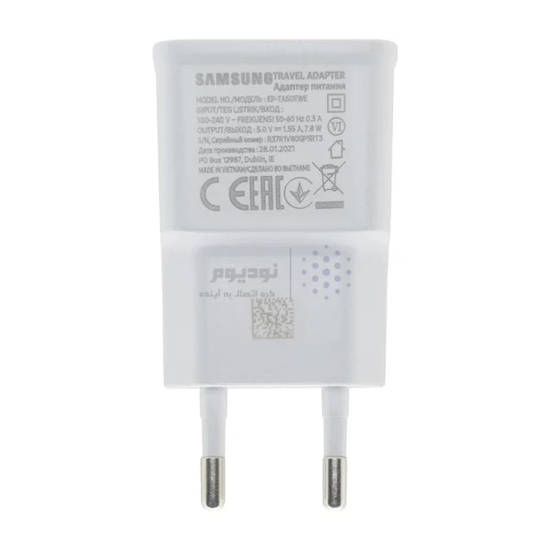 شارژر دیواری دو پین تک پورت Samsung مدل EP-TA50EWE – سفید – LY (گارانتی 6 ماهه شرکتی) — تصویر ۵