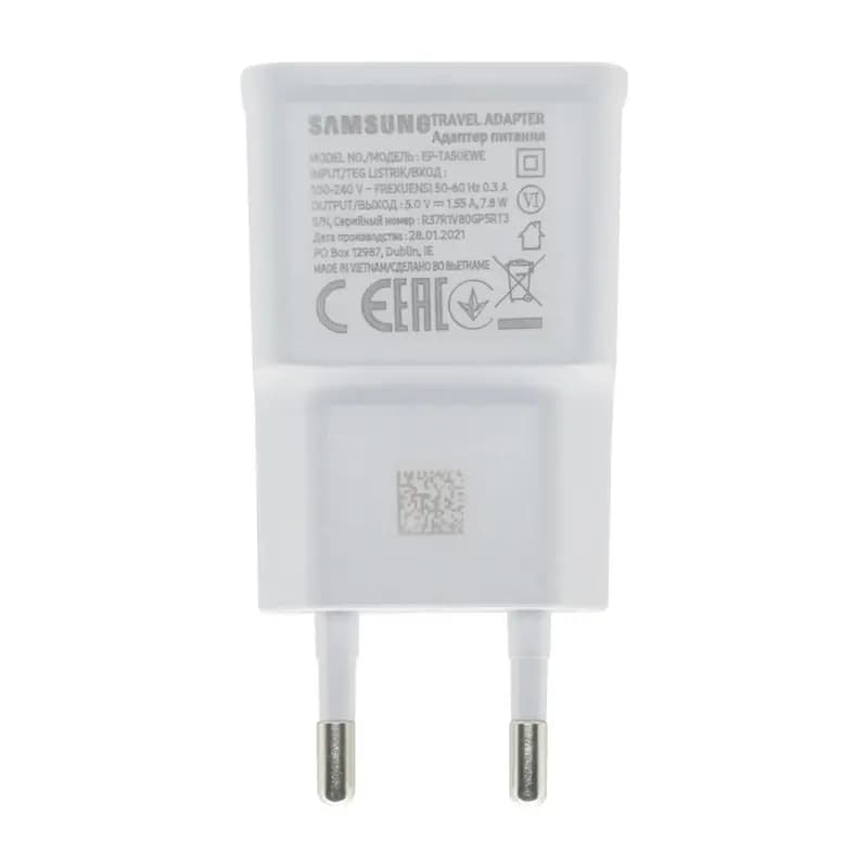 شارژر دیواری دو پین تک پورت Samsung مدل EP-TA50EWE – سفید – LY (گارانتی 6 ماهه شرکتی) — تصویر ۲