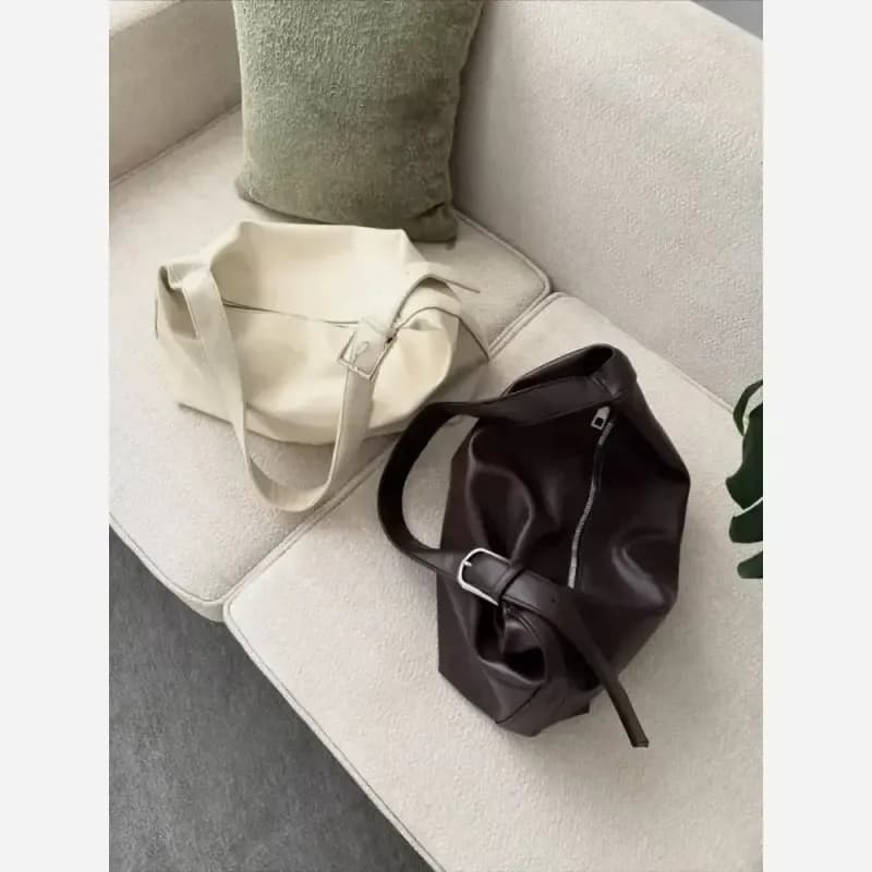 کیف زنانه تک سگک اور شیک و جادار رنگ مشکی شکلاتی سرمه ای سایز 40 در 28 — تصویر ۸