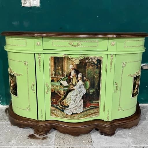 میزکنسول چوبی کلاسیک سبز مغزپسته ای سفارشی ساز ابعاد 138 در 95 کامنا مدل 13152070