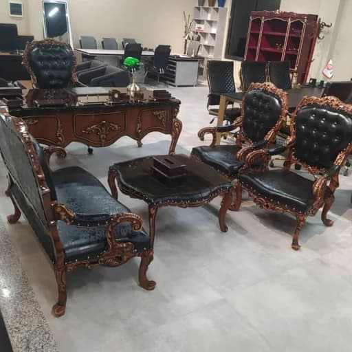 مبلمان اداری کلاسیک ست کامل با میز و صندلی مدیریت مبلمان آپادانا apadana مدل 636263