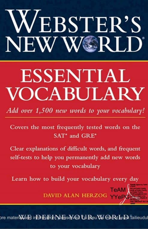 کتاب Webster New World Essential Vocabulary SAT GRE words | نسخه PDF