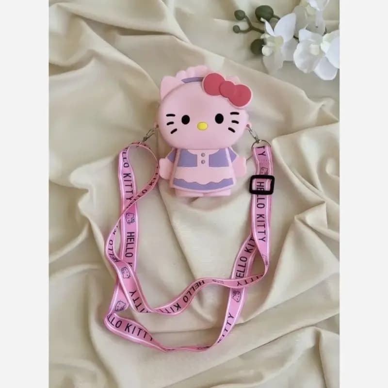 کیف دخترانه سیلیکونی طرح هلو کیتی سفید و صورتی — تصویر ۳