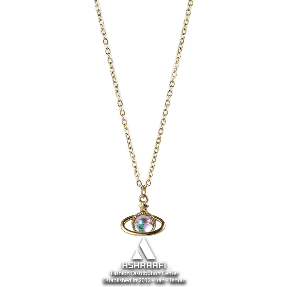 گردنبند زنانه کهکشانی Saturn Planet Necklace G