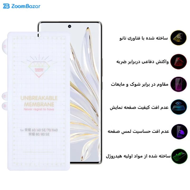 گلس بوف مدل Hydrogel مناسب برای گوشی موبایل آنر 60 / 70 / 80 / X40 / 80 SE / 60 SE — تصویر ۴