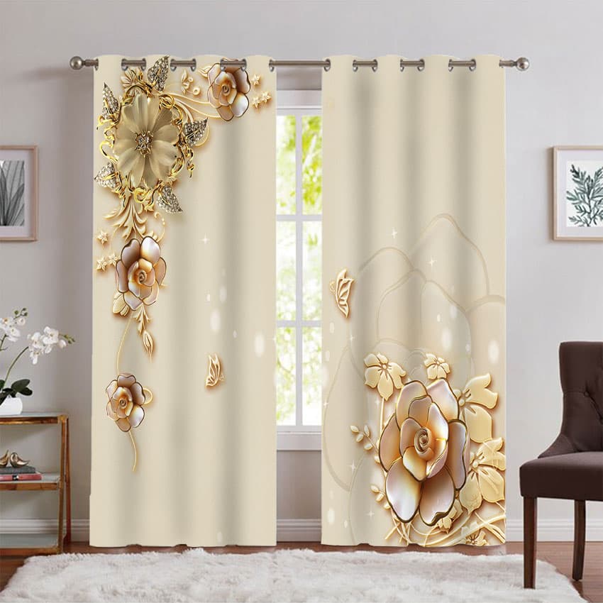 پرده پانچی گل برای پذیرایی PK-7491