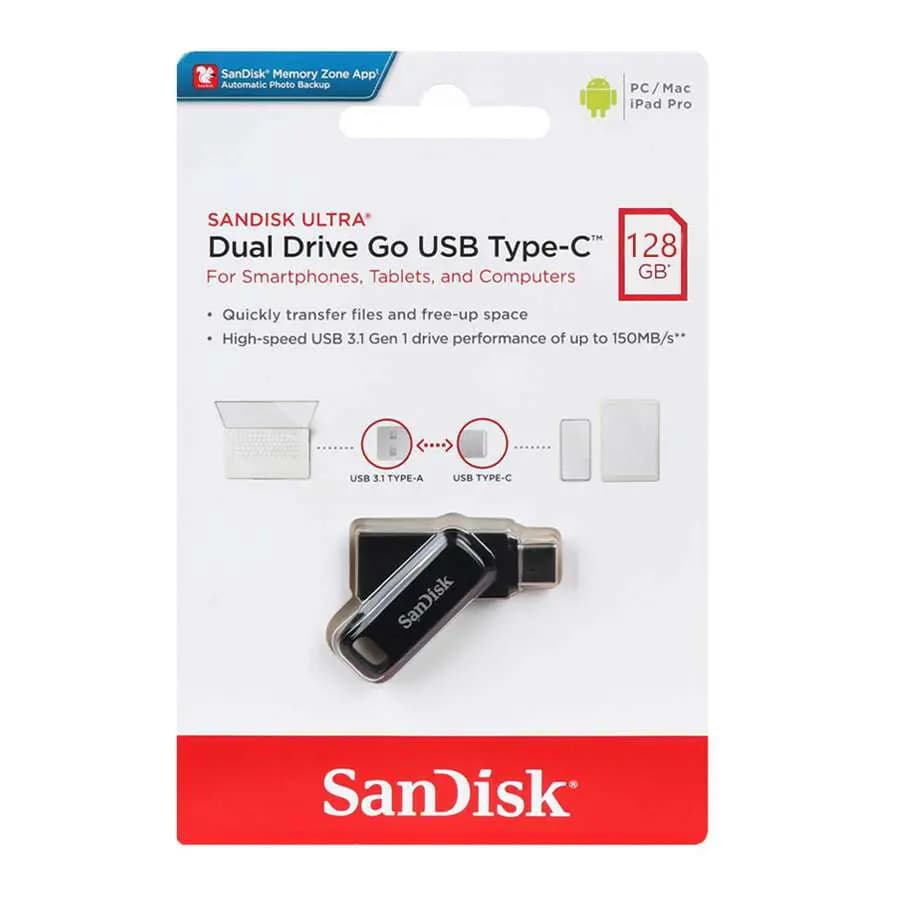 فلش مموری سن دیسک مدل Dual Drive Go USB Type-C – ظرفیت 128 گیگابایت — تصویر ۶