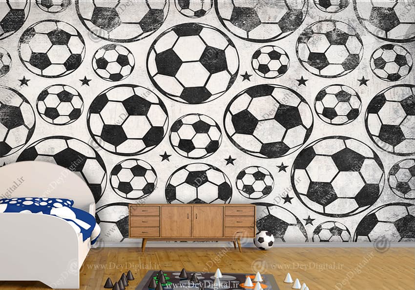 کاغذ دیواری سه بعدی اتاق پسر طرح توپ فوتبال SM-18904