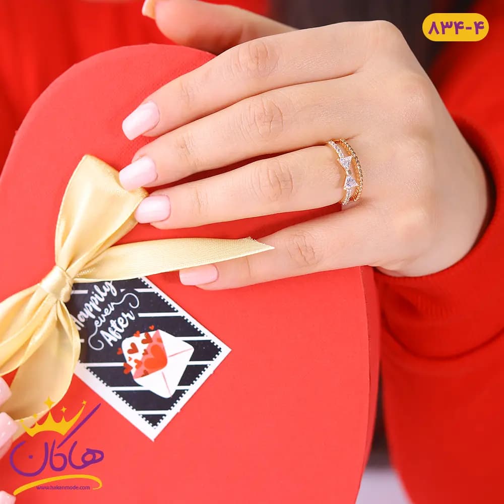 انگشتر زنانه دولاین نگین پاپیونی ژوپینگ | xp 834/4