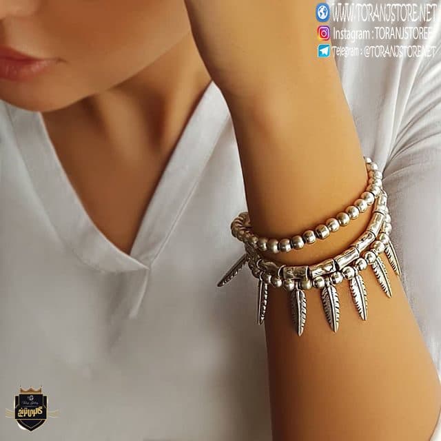 دستبند سه دور طرح برگ ورشو