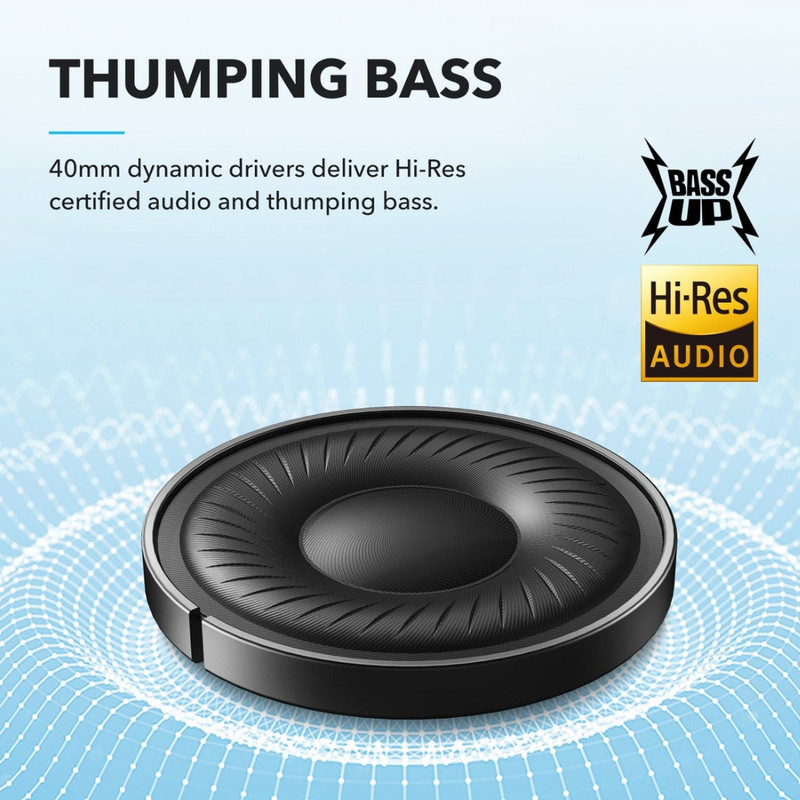هدفون بلوتوثی انکر مدل Soundcore Q20i با نویز کنسلینگ فعال (ANC)، درگاه شارژ USB Type-C، دارای 2 میکروفون داخلی و 2 میکروفون خارجی، پشتیبانی از صدای Hi-Res از طریق کابل AUX — تصویر ۵