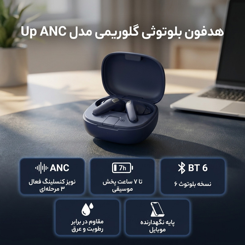 هدفون بلوتوثی گلوریمی مدل Up ANC — تصویر ۲