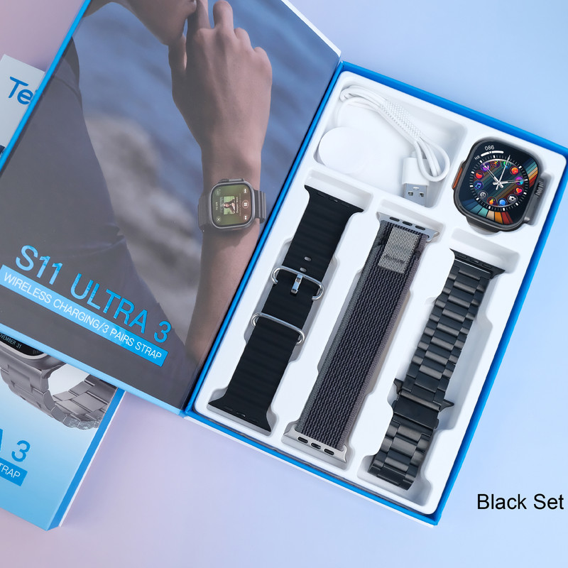 ساعت هوشمند سایز 49 میلی‌متر تلزیل مدل S11 Ultra 3 به همراه 3 بند سیلیکونی — تصویر ۵