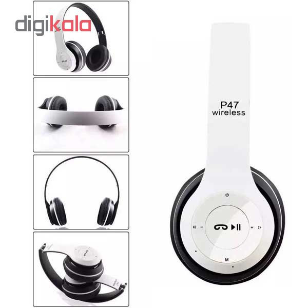 هدفون بلوتوثی مدل P47 با بدون قابلیت نویز کنسلینگ، درگاه شارژ MicroUSB، جک 3.5 میلی متری صدا، دارای شیار کارت حافظه، پشتیبانی از رادیو — تصویر ۴