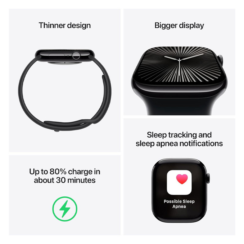 ساعت هوشمند 46 میلیمتری اپل مدل Series 10 Aluminum با بند سیلیکونی — تصویر ۴