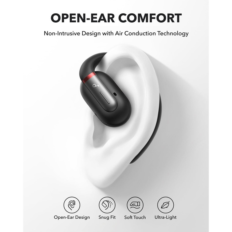 هدفون بلوتوثی انکر مدل Soundcore V30i بدون قابلیت نویز کنسلینگ، درگاه شارژ USB Type-C، دارای 4 میکروفون با فناوری هوش مصنوعی، مقاوم در برابر آب و تعریق با تکنولوژی SweatGuard — تصویر ۵