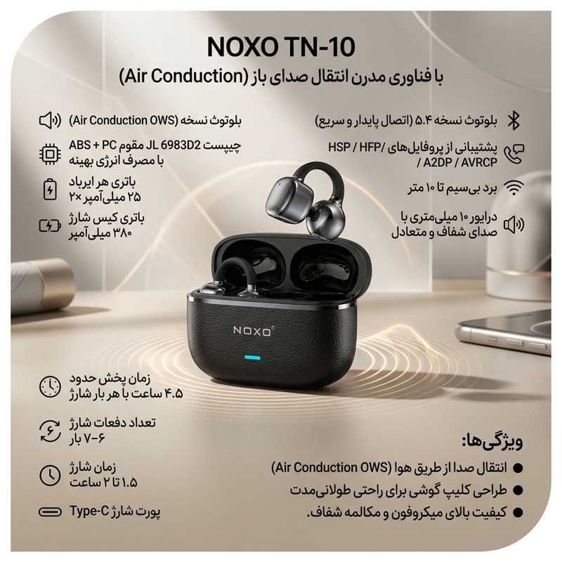 هدفون بلوتوثی القایی نوکسو مدل TN‑10 OWS — تصویر ۵