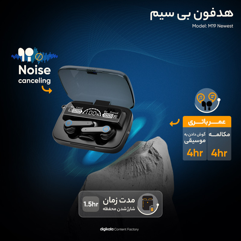 هدفون بلوتوثی مدل M19 Newest با میکروفون نویز کنسلینگ، درگاه شارژ microUSB، امکان استفاده به صورت پاوربانک — تصویر ۳