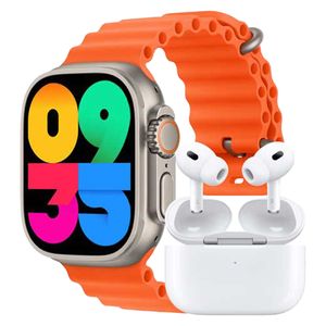 ساعت هوشمند ورنا مدل W49 Ultra with airpod pro دارای قابلیت های کنترل موسیقی (Music Player)، قابلیت مکالمه از طریق بلوتوث، پشتیبانی از زبان فارسی در منو و سیستمعامل بند سیلیکون