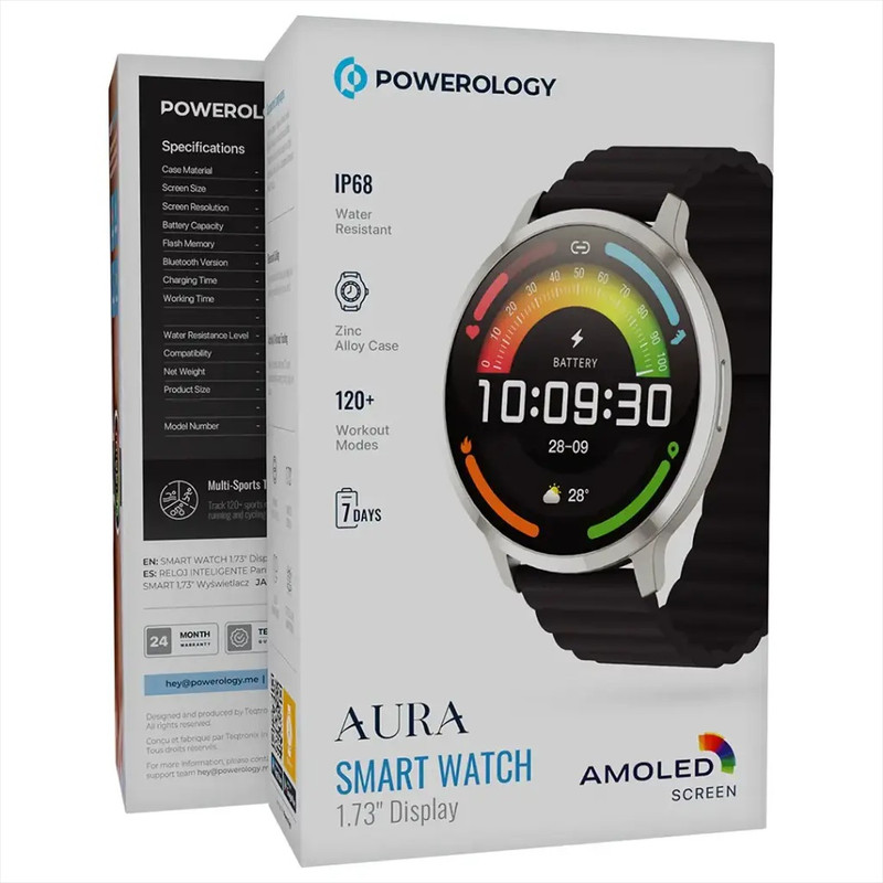 ساعت هوشمند 1.73 اینچی پاورولوجی مدل Aura PSWASW1801 با بند سیلیکونی — تصویر ۲