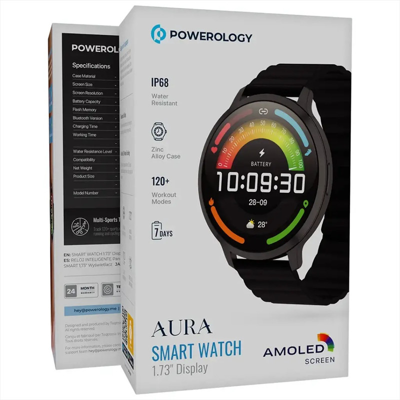ساعت هوشمند 1.73 اینچی پاورولوجی مدل Aura PSWASW1801 با بند سیلیکونی — تصویر ۴