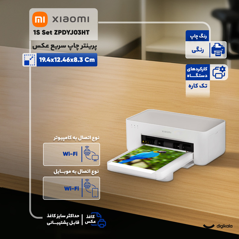 پرینتر چاپ سریع عکس شیائومی مدل 1S Set ZPDYJ03HT — تصویر ۲