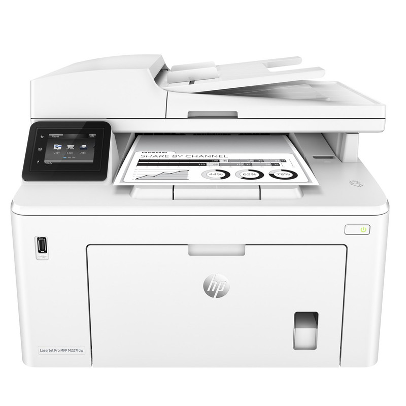 پرینتر اچ پی تک رنگ چهار کاره‌ با چاپ لیزری مدل LaserJet Pro MFP M227fdw، سایز چاپ A4، امکان چاپ دو رو، قابلیت‌ اتصال به WiFi — تصویر ۲