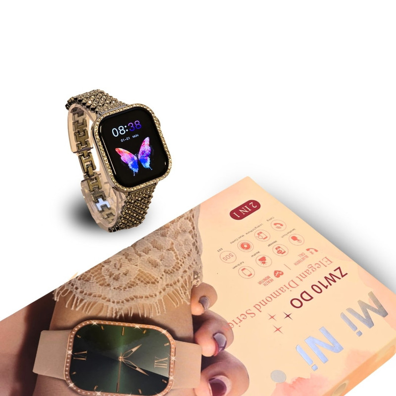 ساعت هوشمند مدل ZW10 41mm صفحه نمایش لمسی رنگی با بند استیل نگین دار — تصویر ۲