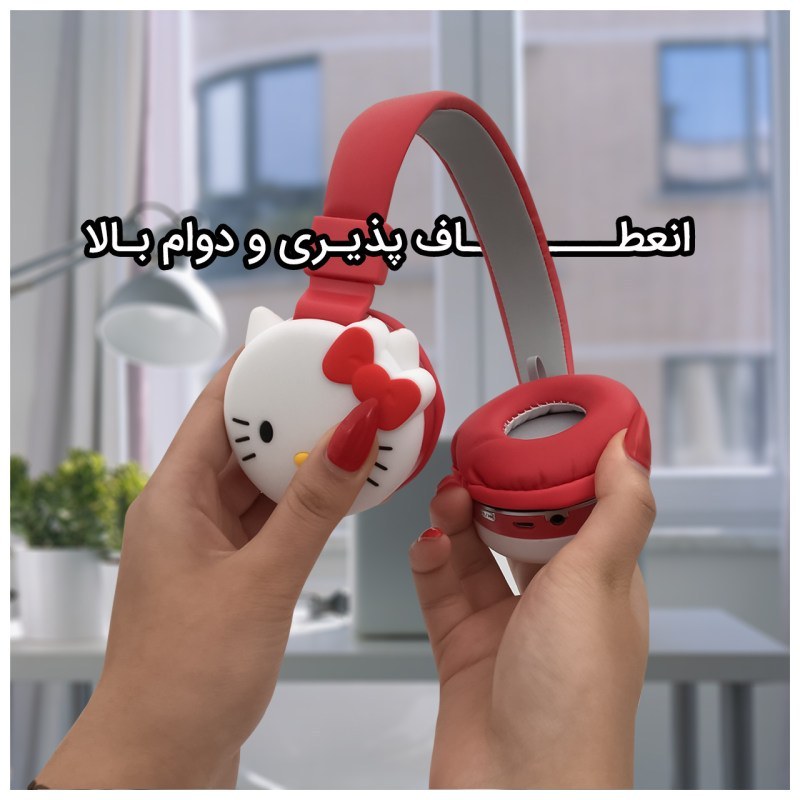 هدفون بلوتوثی مدل AH-806D طرح کیتی — تصویر ۴