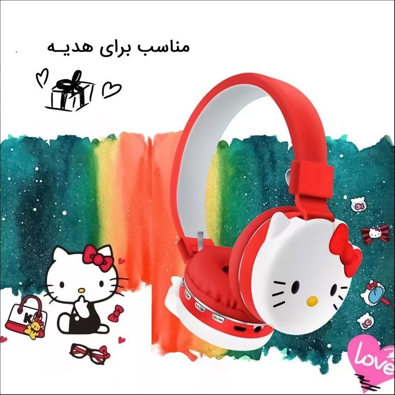 هدفون بلوتوثی مدل AH-806D طرح کیتی — تصویر ۸