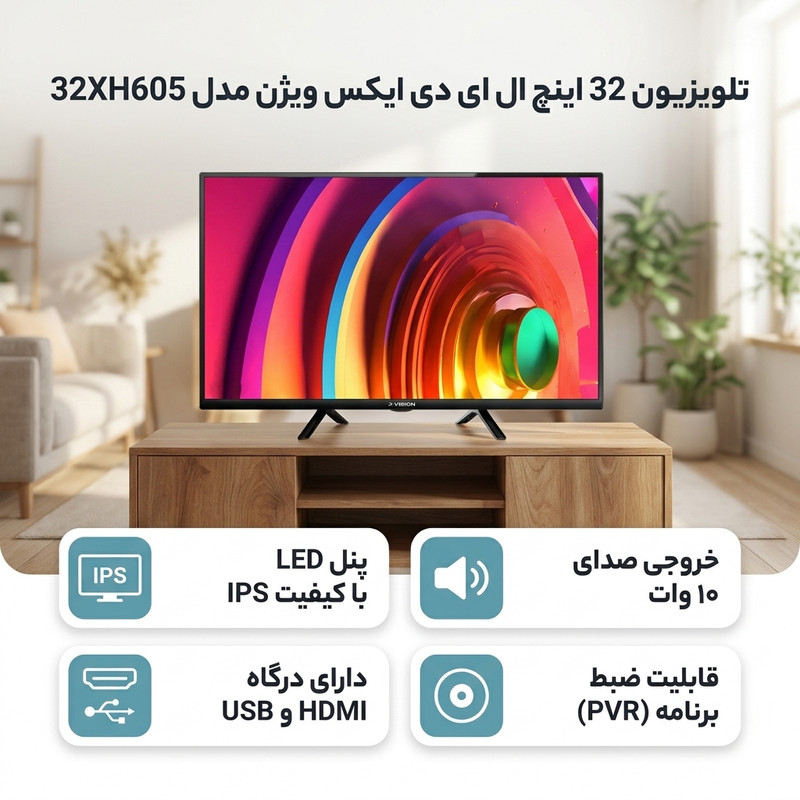 تلویزیون 32 اینچ ال ای دی ایکس ویژن مدل 32XH605 — تصویر ۲