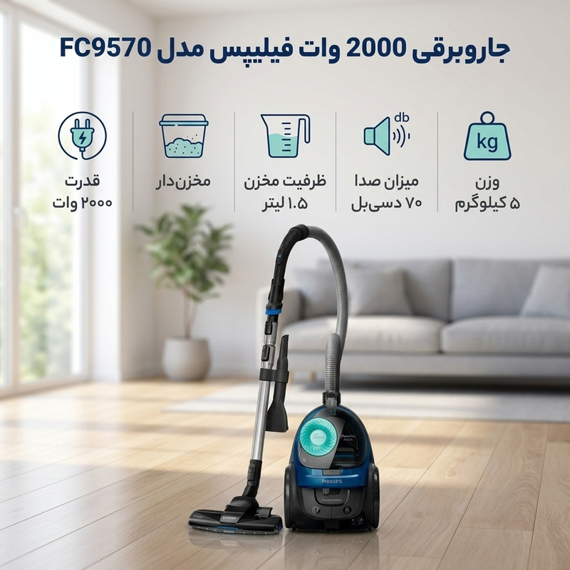 جاروبرقی 2000 وات فیلیپس مدل FC9570 — تصویر ۲