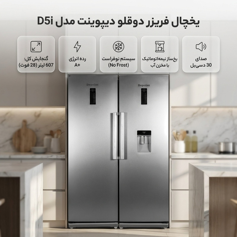 یخچال فریزر دوقلو 28 فوت دیپوینت مدل D5i — تصویر ۲