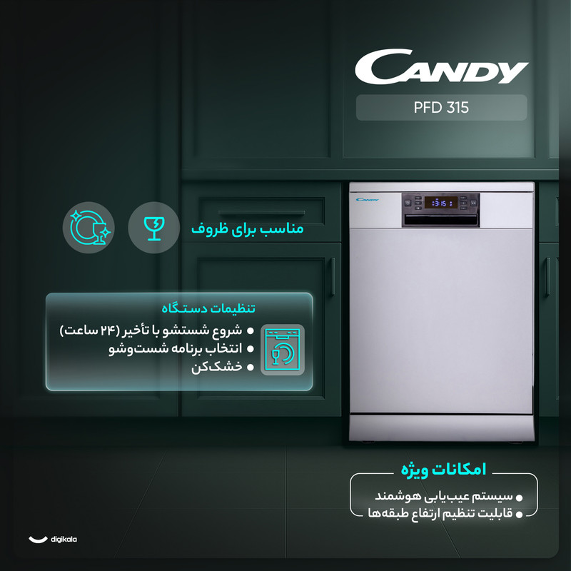 ماشین ظرفشویی 15 نفره کندی مدل PFD 315 — تصویر ۳
