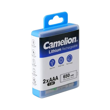 باتری نیم قلمی قابل شارژ کملیون مدل 1.5VLi-AAA650 بسته دو عددی — تصویر ۶
