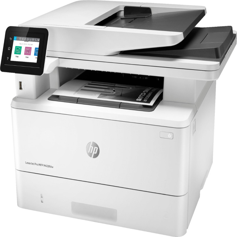 پرینتر اچ پی تک رنگ چهار کاره با چاپ لیزری مدل LaserJet Pro MFP M428fdw، سایز چاپ A4، قابلیت چاپ دو رو، مجهز به پورت شبکه و WiFi، قابلیت چاپ فایلهای فلش مموری از طریق USB، دارای صفحه نمایش LCD — تصویر ۲