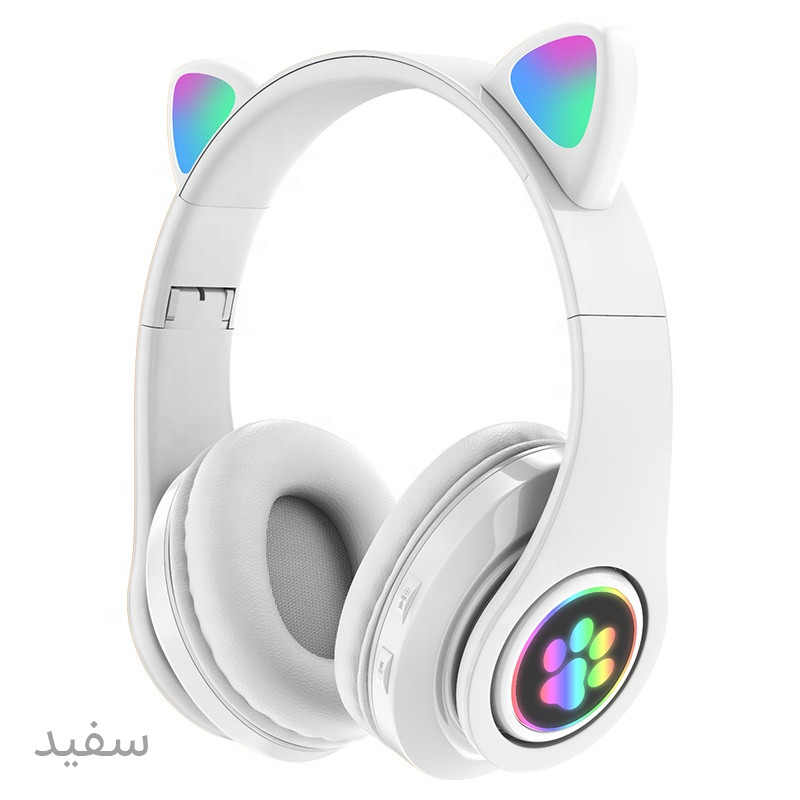 هدفون بلوتوثی مدل Earcat-B39 بدون قابلیت نویز کنسلینگ، درگاه شارژ microUSB، دارای میکروفون داخلی، با قابلیت تنظیم اندازه سری هدفون، دارای نورپردازی RGB — تصویر ۳
