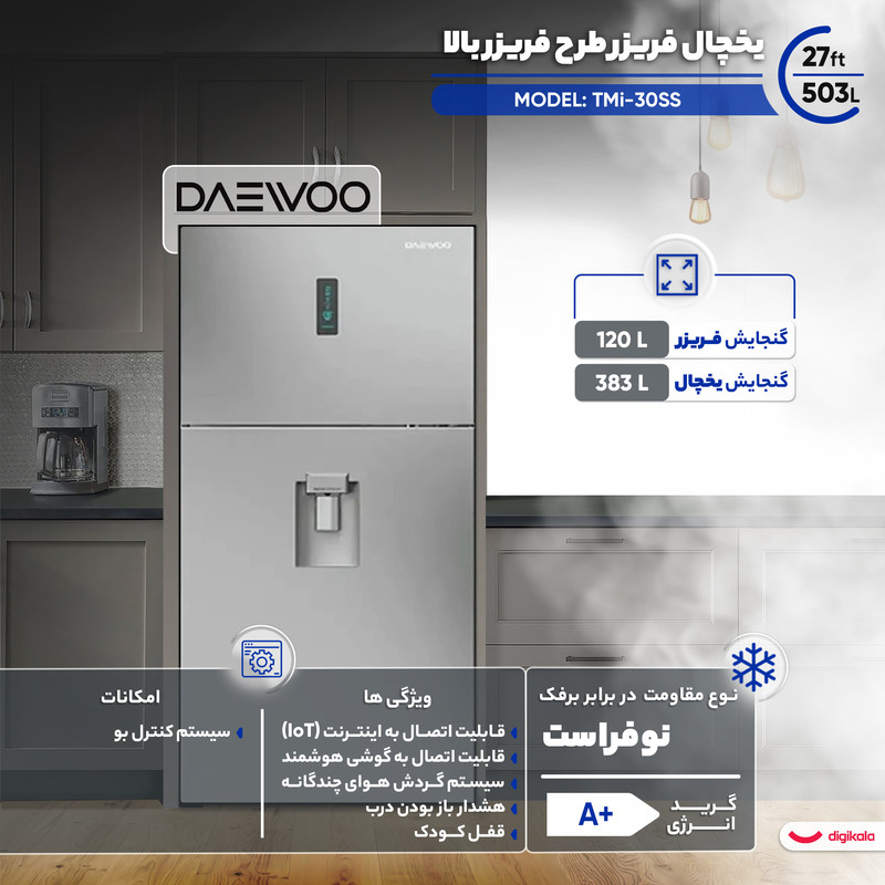 یخچال فریزر طرح فریزر بالا 27 فوت دوو مدل TMi-30SS — تصویر ۵