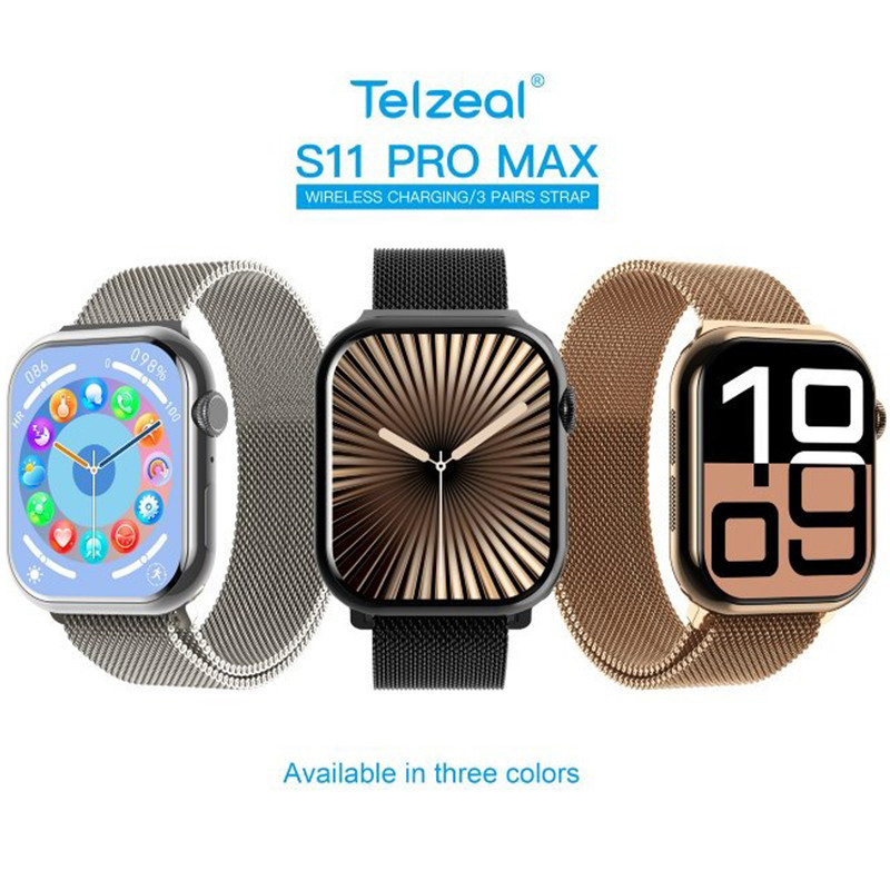 ساعت هوشمند 45 میلی‌متر تلزیل مدل S11 PRO MAX با بند سیلیکونی — تصویر ۳
