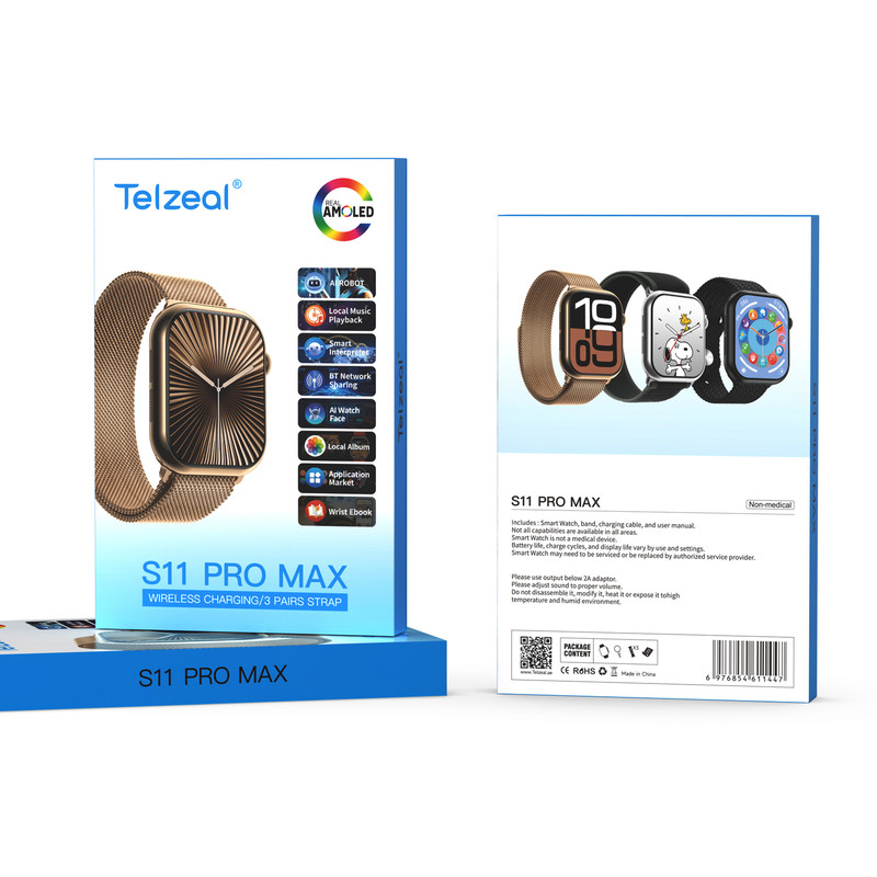 ساعت هوشمند 45 میلی‌متر تلزیل مدل S11 PRO MAX با بند سیلیکونی — تصویر ۵